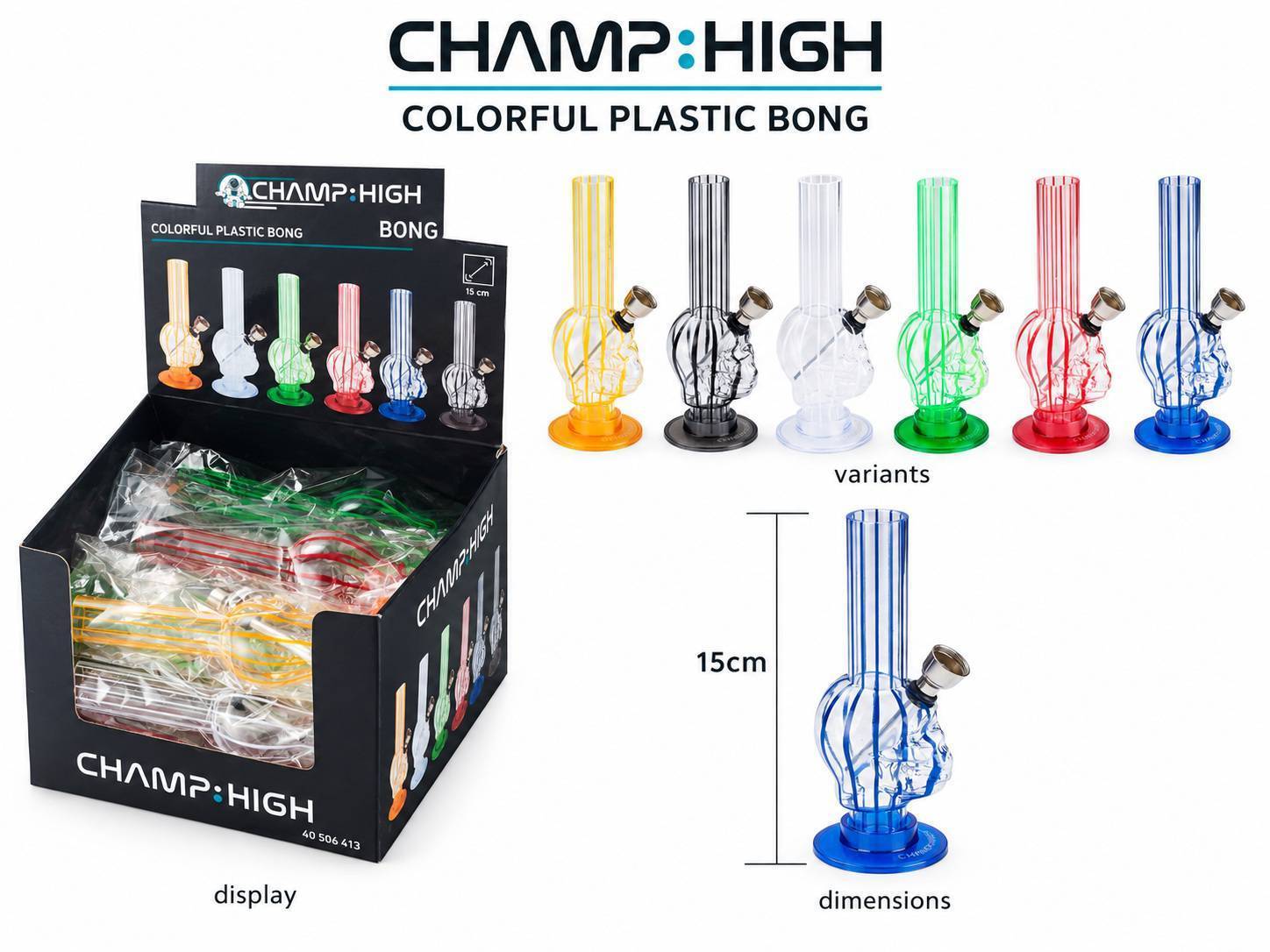 Lote 12 Bong plástico color 15cm