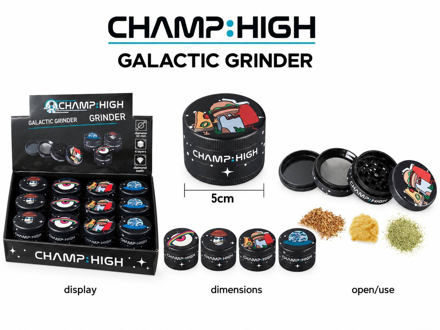 Lote 12 Grinder plástico galáctico