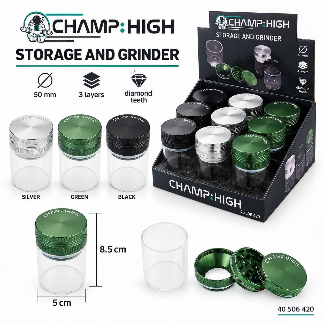 Lote 9 Contenedor y grinder 50mm