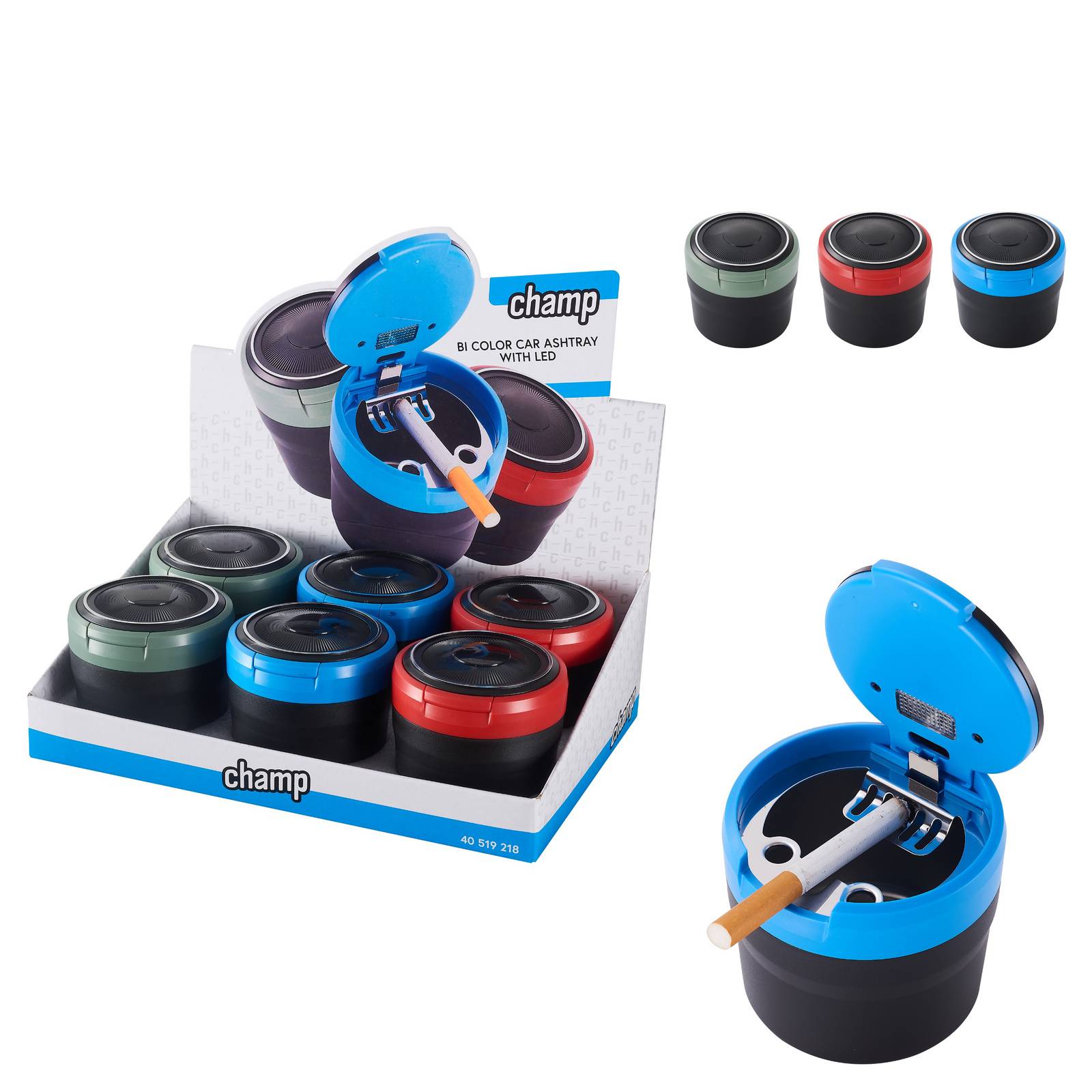 Lote 6 Cenicero coche bicolor LED